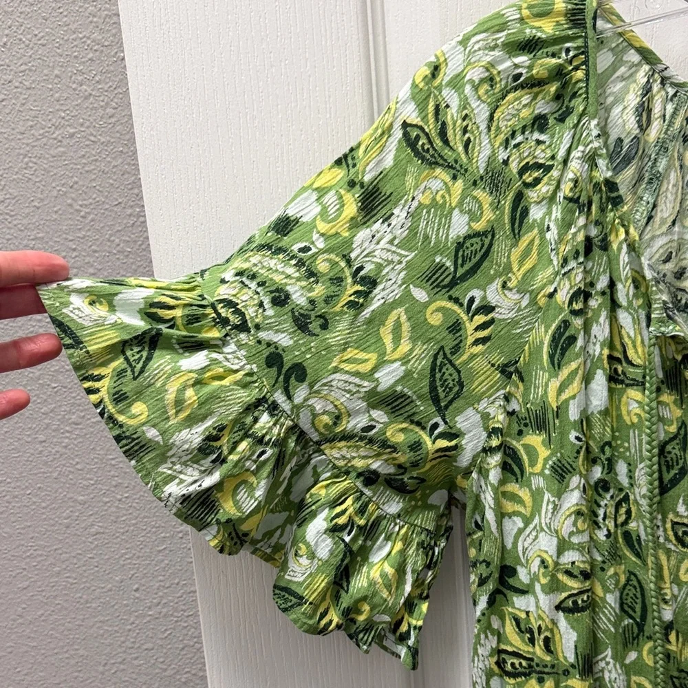 Aerie Green, white, & yellow printed fun dress - Picture 5 of 9